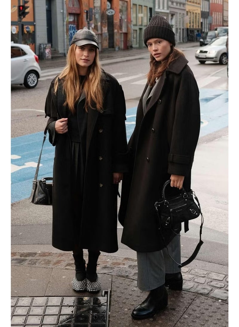 Manuka Danish Cashmere Double Breasted Coat Black - Image 1